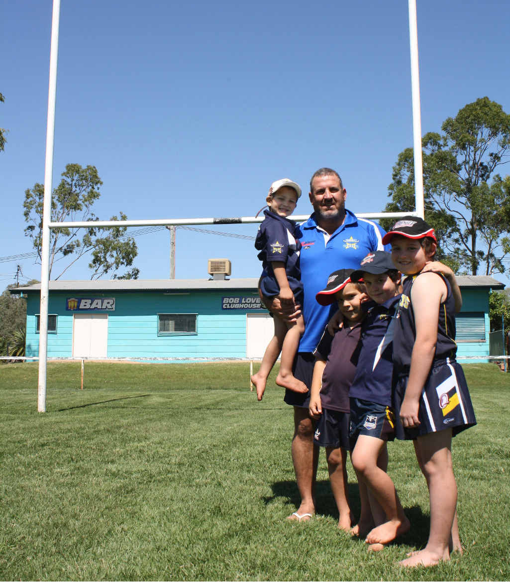 Emerald Cowboys vice president James Verzeletti and family, ahead of tomorrow night’s kick-off in round one of the Central Highlands Rugby League. Emerald Cowboys vice president James Verzeletti and family, ahead of tomorrow night’s kick-off in round one of the Central Highlands Rugby League.